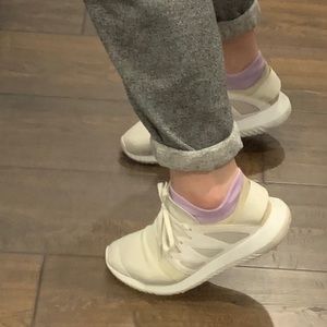 white adidas running shoes